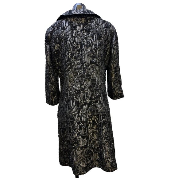 St John Couture Metallic Black Evening Coat Textured Beaded Design 10 - Picture 2 of 9